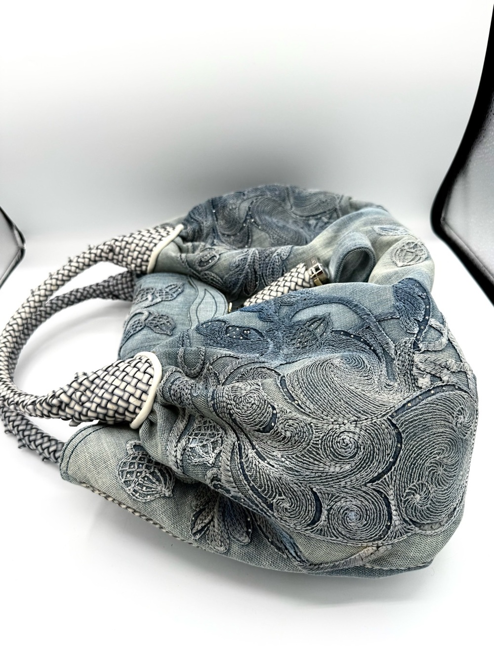 Fendi RARE Denim Rhinestone Squirrel Spy Bag - Picture 9 of 16